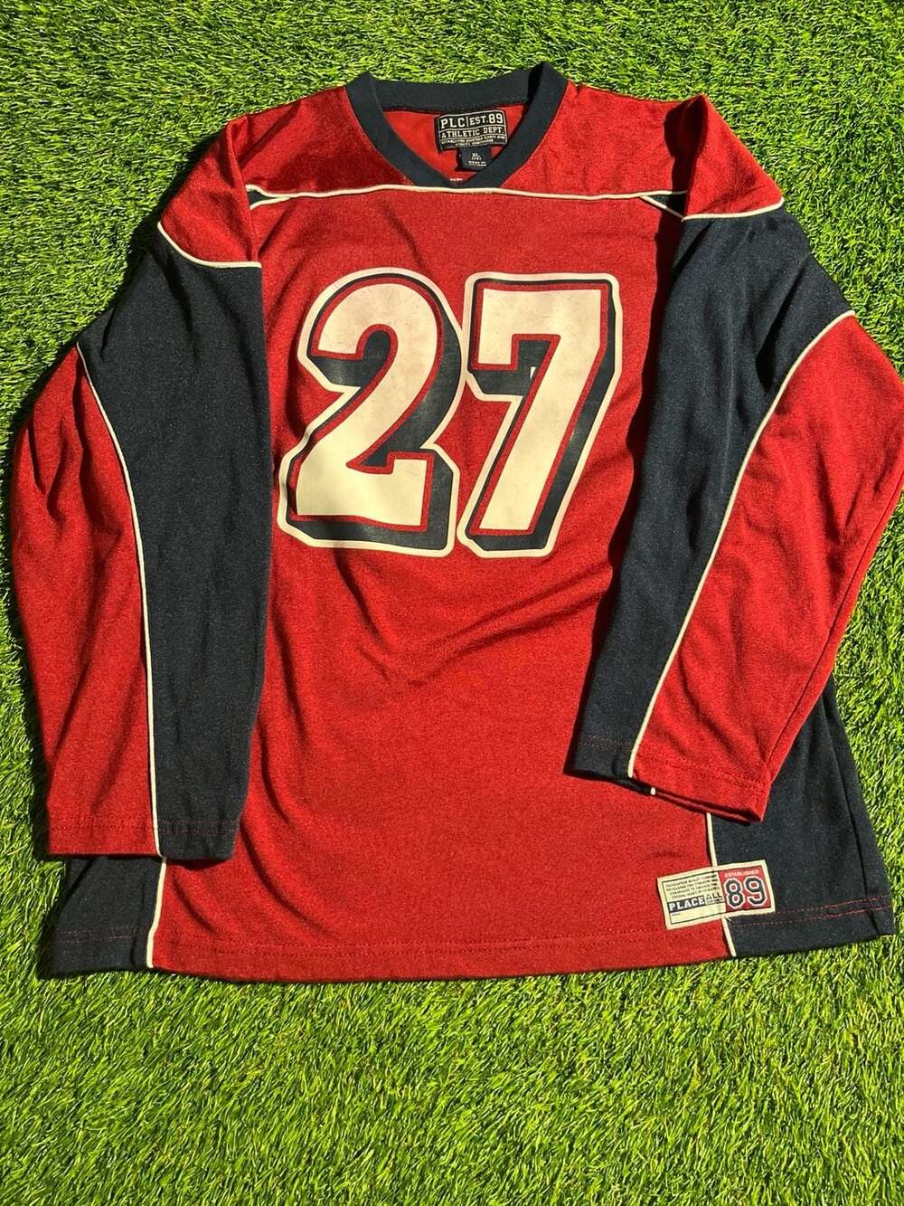 PLC Athletic Dept. Long Sleeve Jersey Size XL(14) Red Blue #27
